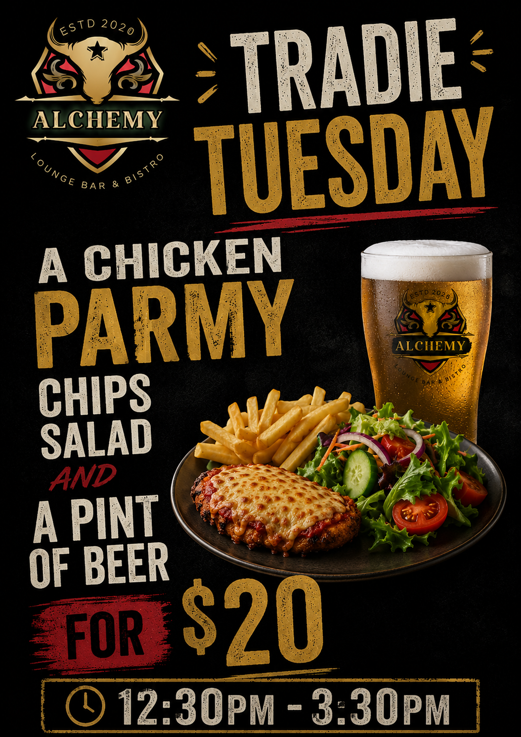Tradie Tuesdays Chicken Parmy Special